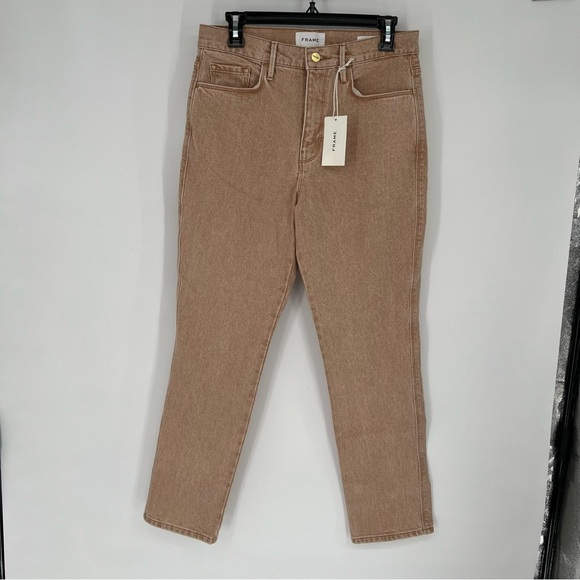 NWT Frame Le Sylvie Jean High Rise Slender Straight Leg Rigid Denim Sand 28 - Picture 4 of 16